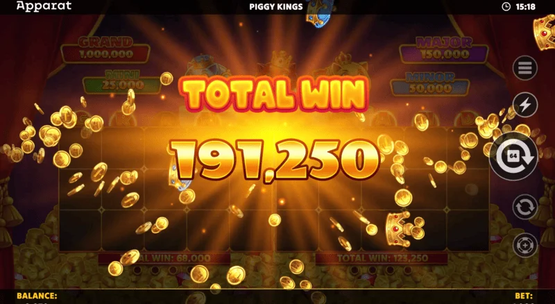 Piggy Kings - pantalla de victoria en Free Games